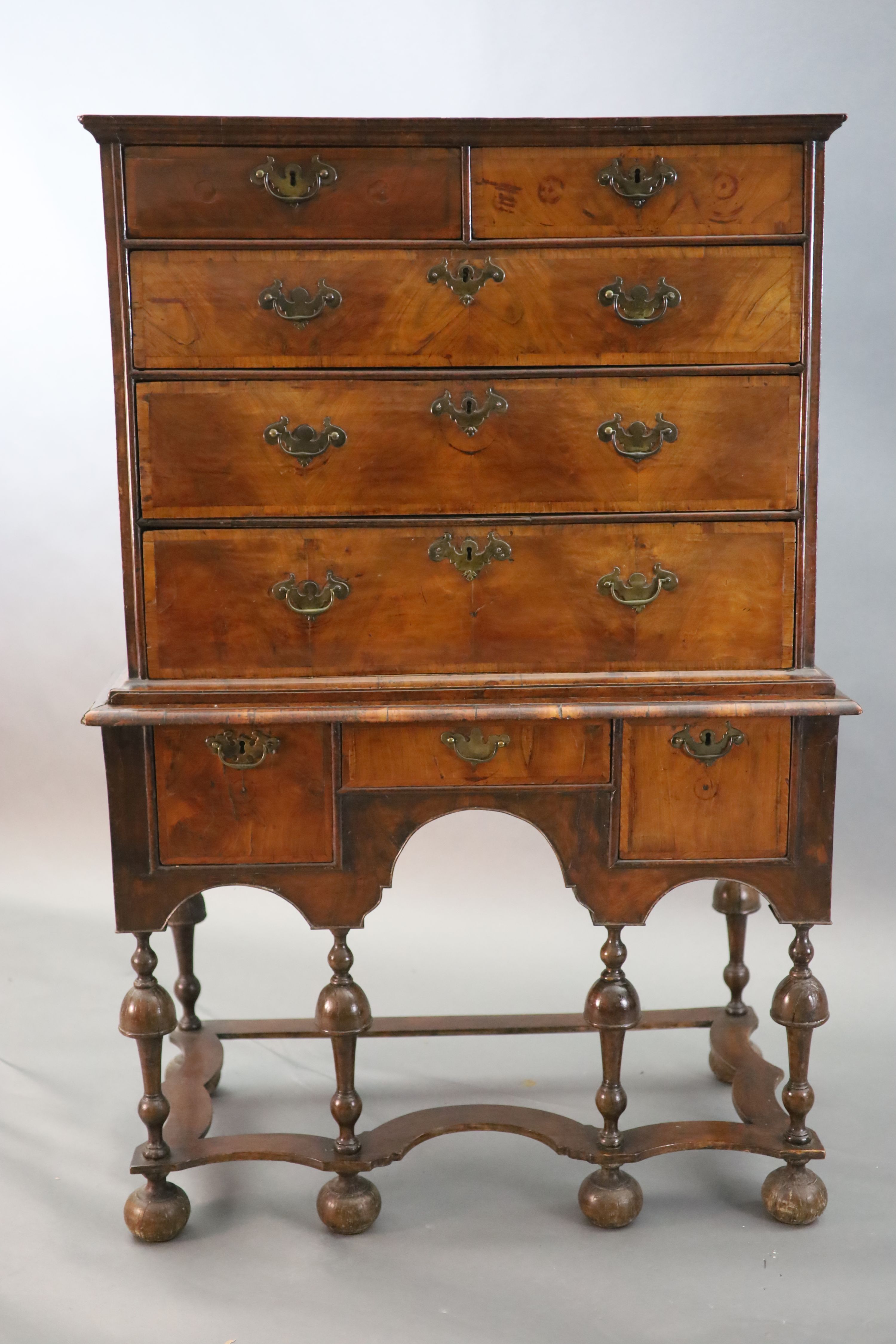 An early 18th century walnut chest on stand, W.3ft 4.5in. D.1ft 11in. H.5ft